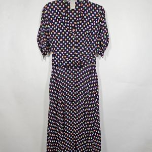 Rare Guy Laroche boutique Paris Vintage Polka Dot Lady Shirt dress belt Feminine